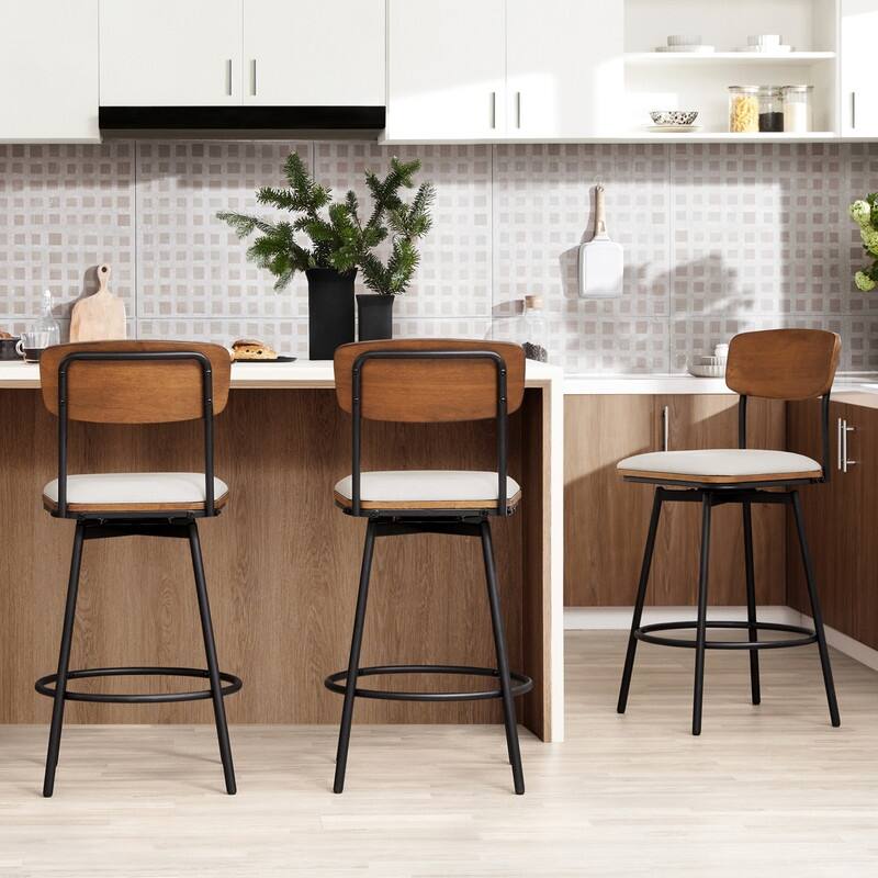 Spruce & Spring Claire Swivel Counter Height Bar Stool Set