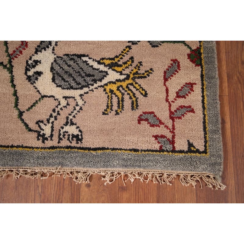 Animals Design Floral Ziegler Indian Area Rug Handmade Wool Carpet - 3'11"x 5'11"