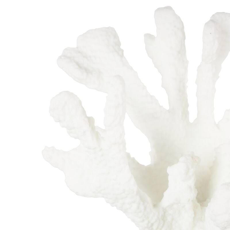 White Resin Textured Coral Decorative Sculpture with Round Copper Base
