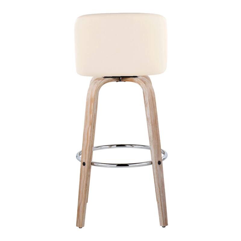 The Gray Barn Vallberga 30" Fixed-Height Bar Stool with White Washed Wood Base (Set of 2)