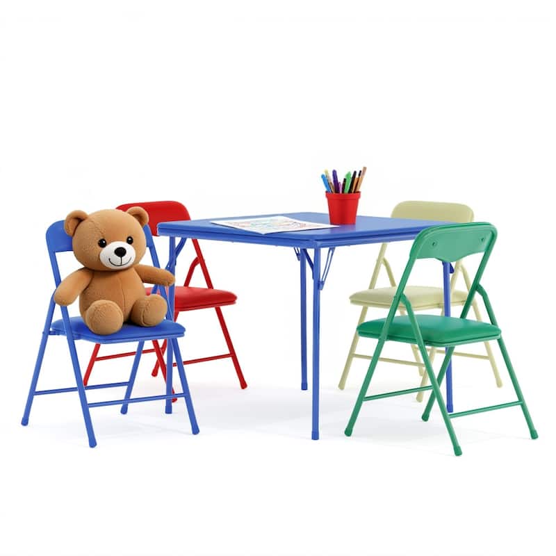 Kids 5-Piece Classroom Folding Table and Chairs Set