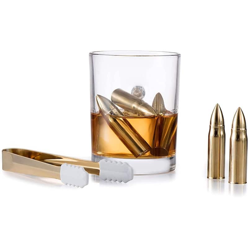 Set of 6 Gold Whisksey Chilling Stones