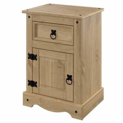 Wood Nightstand 1 Door 1 Drawer Corona Gray | Furniture Dash
