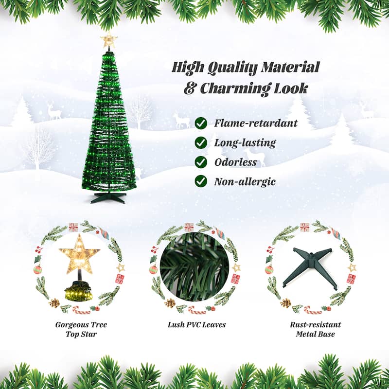 Gymax 6FT Retractable Smart Celebration Christmas Tree Pop-Up Decor w/