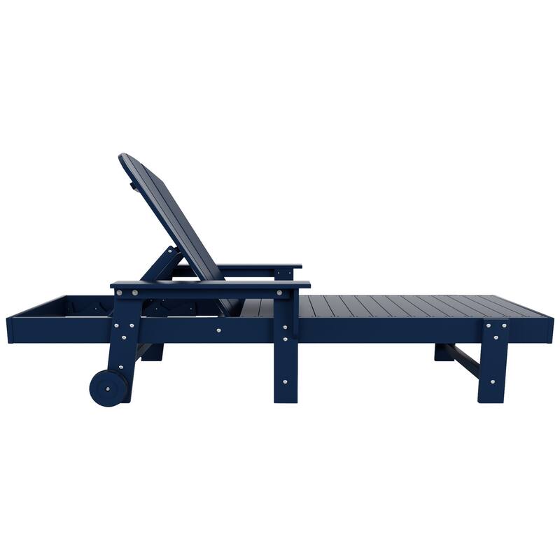 Polytrends Laguna Hdpe All Weather Outdoor Patio Pool Reclining Chaise Lounge With Side Table (2-Piece Set)