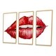 preview thumbnail 10 of 12, Designart 'Valentines Day Red Woman Lips' Modern Framed Canvas Wall Art Print Set of 3 - 4 Colors of Frames