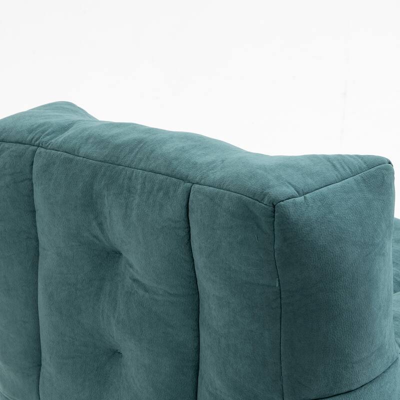 Living Room Velvet Upholstered Lazy Sofa Chair with Ottoman