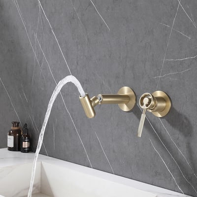 Wall Mounted 360° rotation Single Handle Widespread Bathroom Faucet