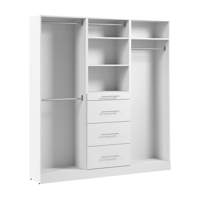 Bestar Florence 75W x 16D Closet System with Rods, Drawers, Slab