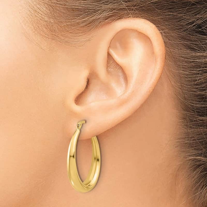Curata 14k Yellow Gold Polished Oval Hoop Earrings - 29x19.74mm