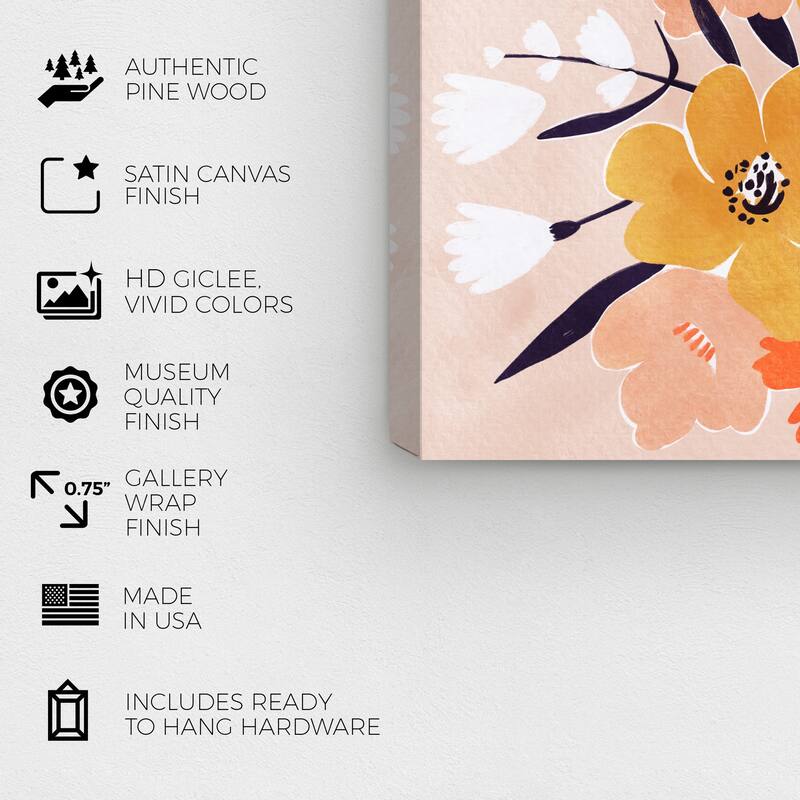 Wynwood Studio Canvas Floral and Botanical Sunset in Bloom Pink and Bohemian & Eclectic Wall Art Canvas Print