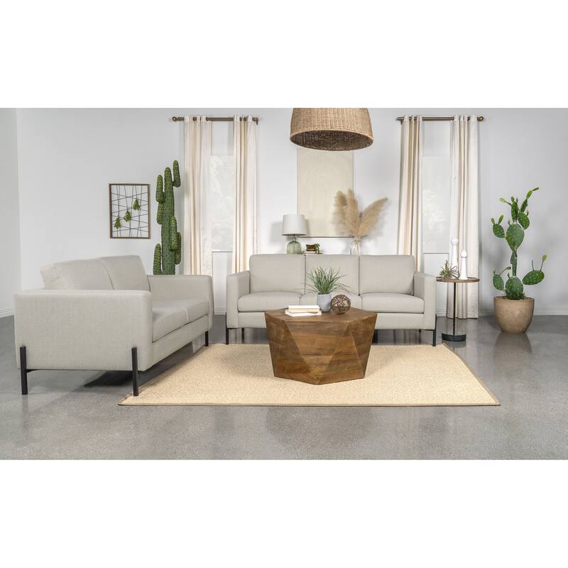 Dulcie 2-piece Upholstered Loose Back Sofa Set - Oatmeal