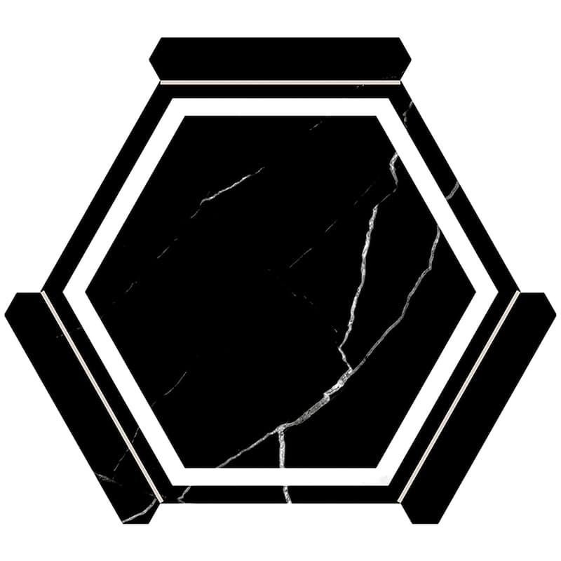 Apollo tile 9" x 10" Aureole Matte Black White Porcelain Tile (8.07 sq ft/case) - 18 Pack - Black