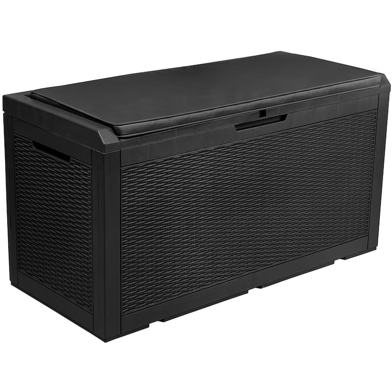 100 Gallon Outdoor Storage Waterproof Deck Box with Cushion - N/A - Black