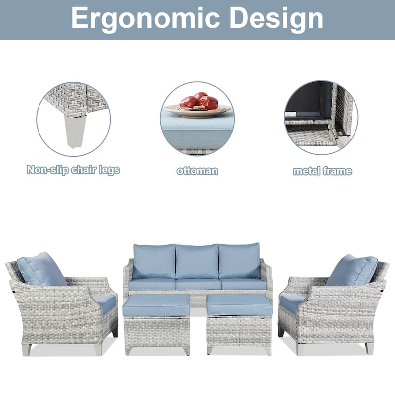 5 Piece Outdoor Patio Sofa Chair Furniture Set