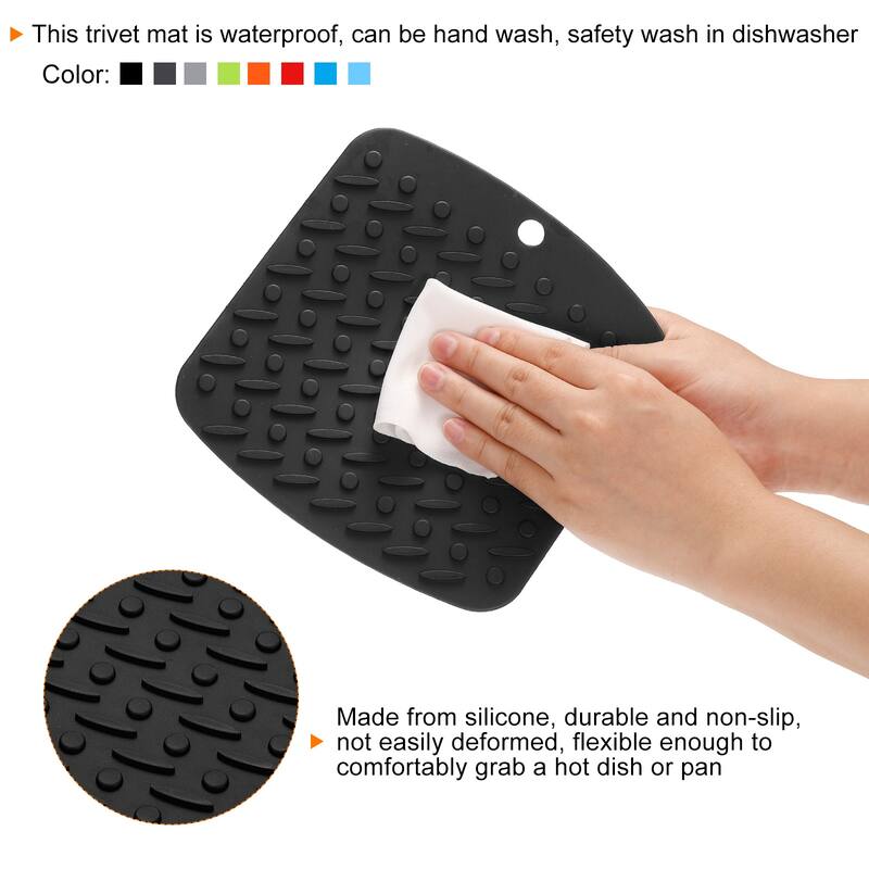 Silicone Trivet Mats 2pcs, Square Dish Drying Mat Jar Opener - Light Gray - Light Gray