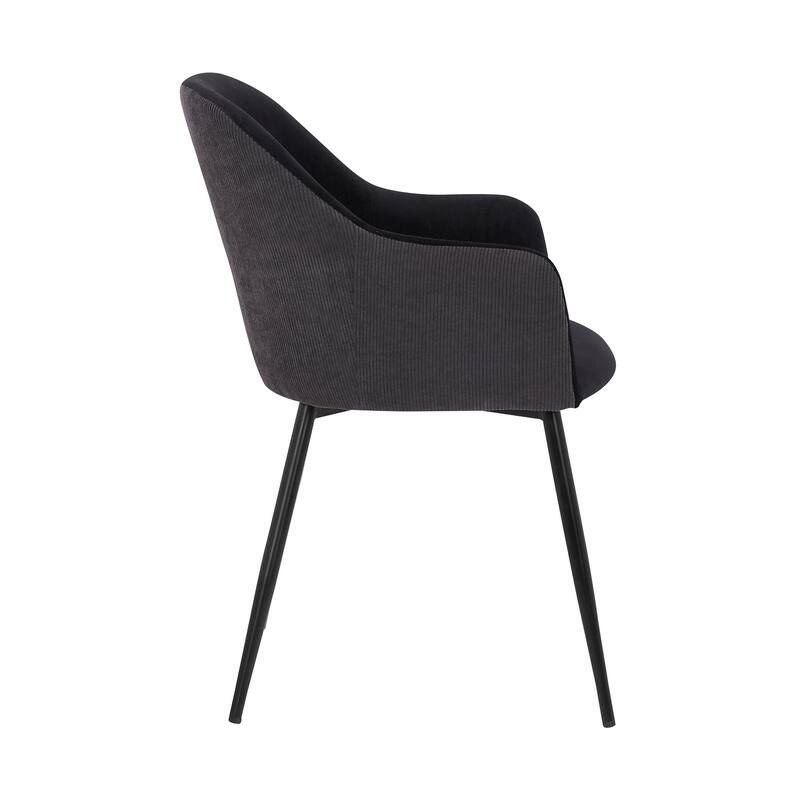 Pixie Two Tone Fabric Dining Room Chair with Black Metal Legs