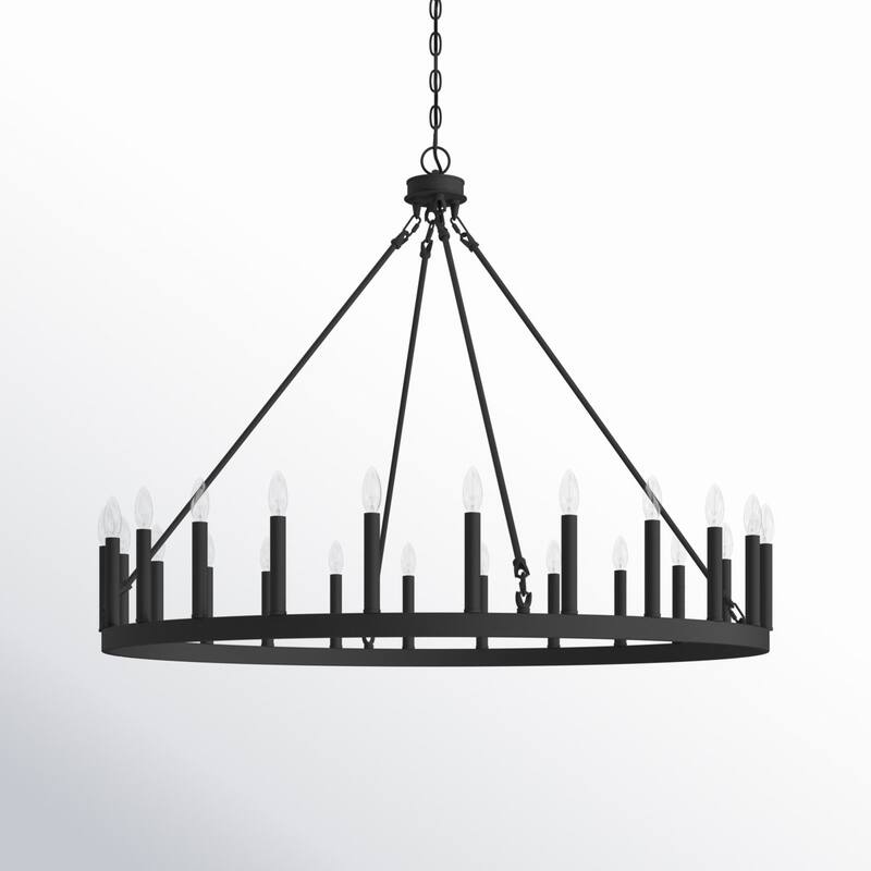 24-light Modern Farmhouse Large Black Wagon Wheel Chandelier - 47 inches