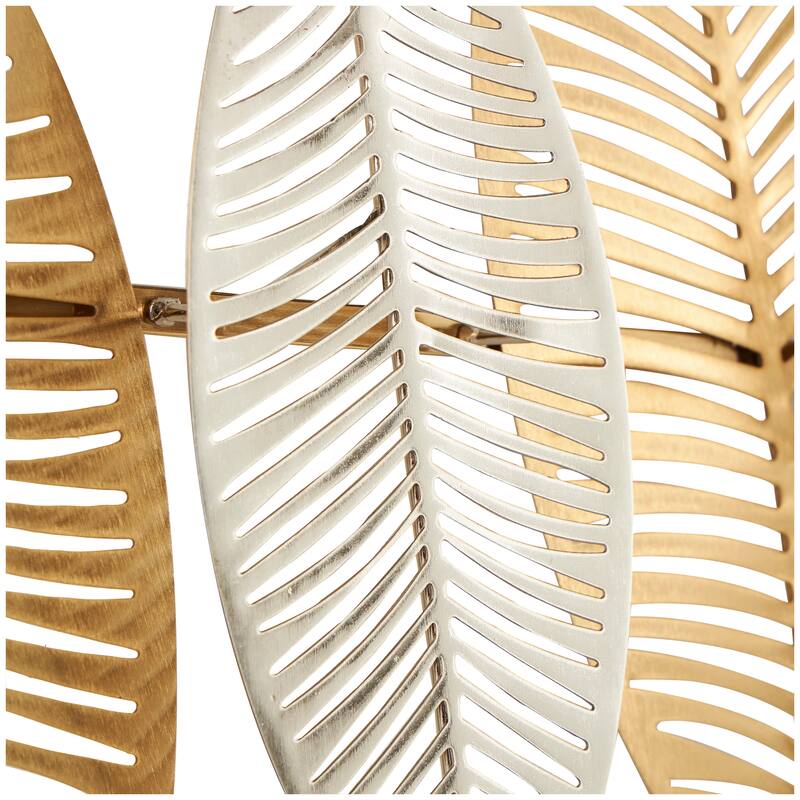 Gold Metal Metallic Leaf Home Wall Decor with Silver Accents
