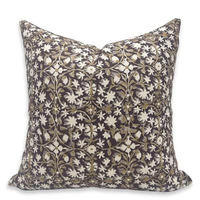 Linen Boho Block print pillow Cover - Maha Laxmi