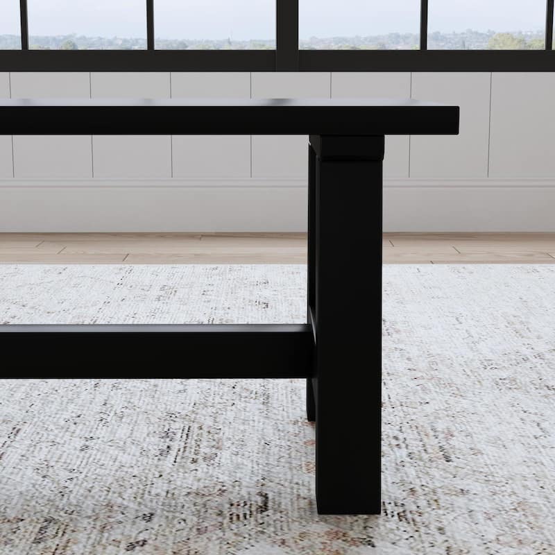 Trestle Black Wood Dining Bench - 46" x 18" x 16"