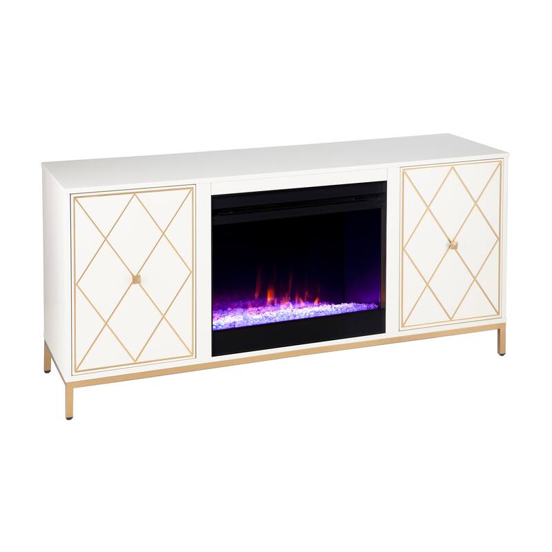 SEI Furniture Marradi Modern Media TV Stand with Storage & Electric Fireplace Insert