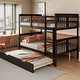 preview thumbnail 1 of 11, Espresso Full Over Full Bunk Bed with Trundle and Ladder, No Box Spring Needed Espresso - Full