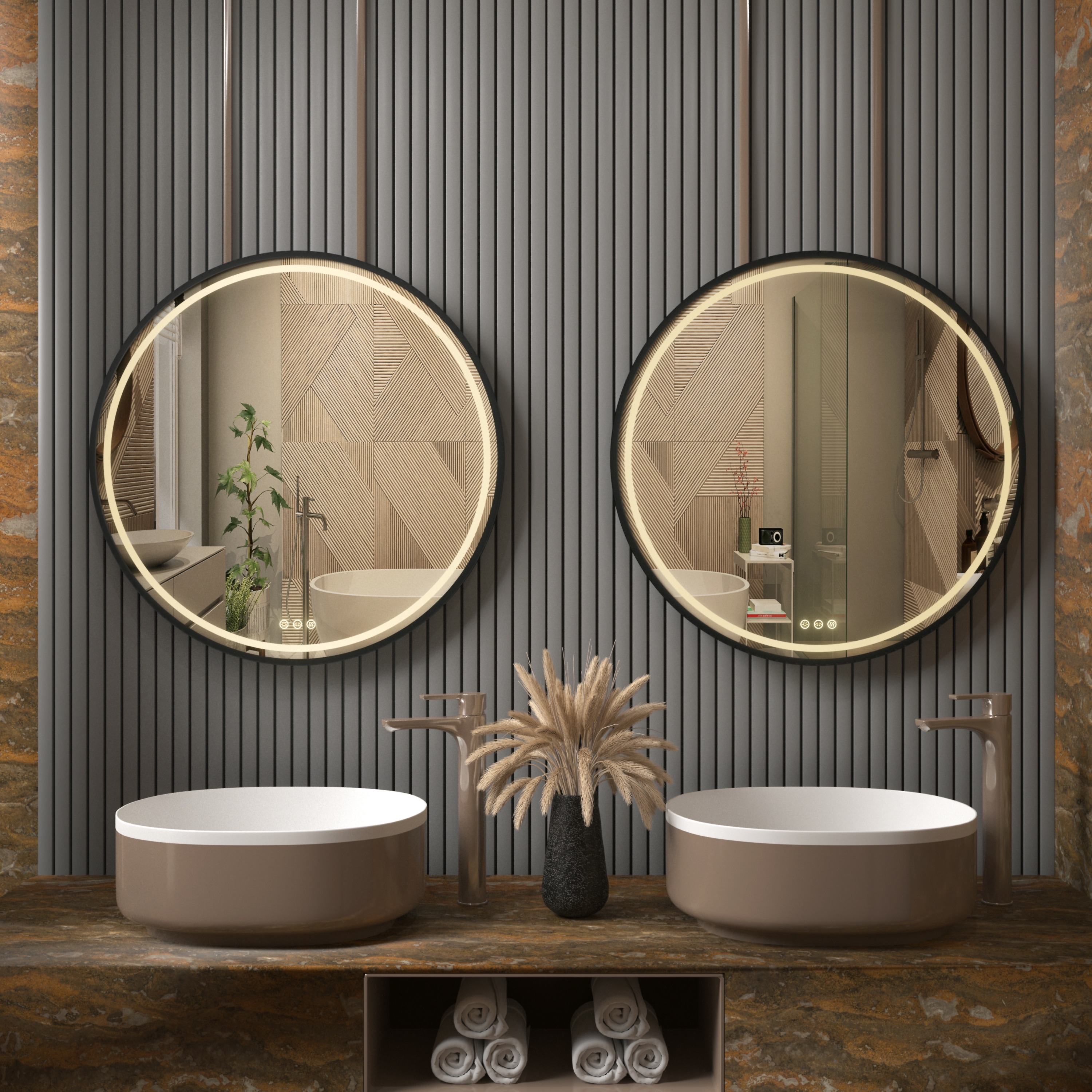 Circular light up mirror hot sale