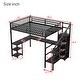preview thumbnail 18 of 16, Metal Full Size Loft Bed with Wardrobe, LED Light & L Shaped Desk, USB for Kids Teens Adults, Black