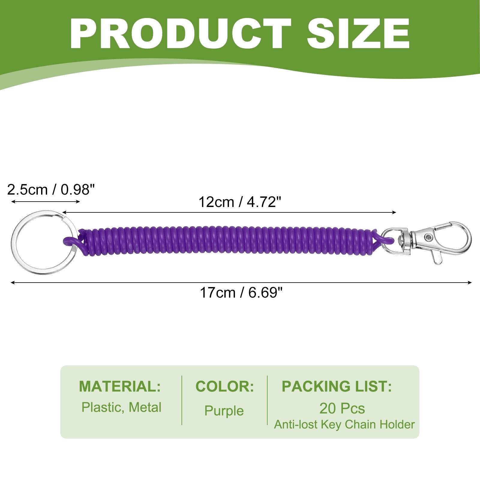 Retractable Coil Springs Keychain, Spiral Cord Coil Keychain, Anti-lost Key Chain Holder with Lobster Clasp