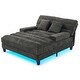 preview thumbnail 38 of 57, 57-In Chenille Upholstered Chaise Lounge with Adjustable Backrest & LED Light Strip