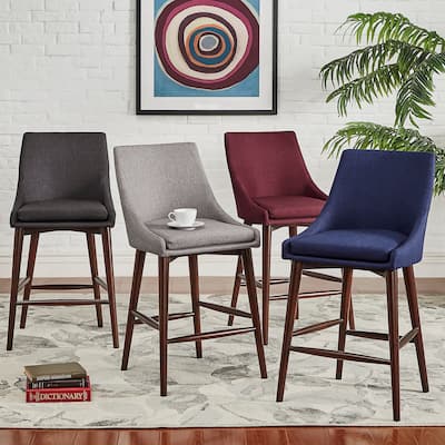 Sasha Espresso Barrel Back Counter Stools (Set of 2) iNSPIRE Q Modern