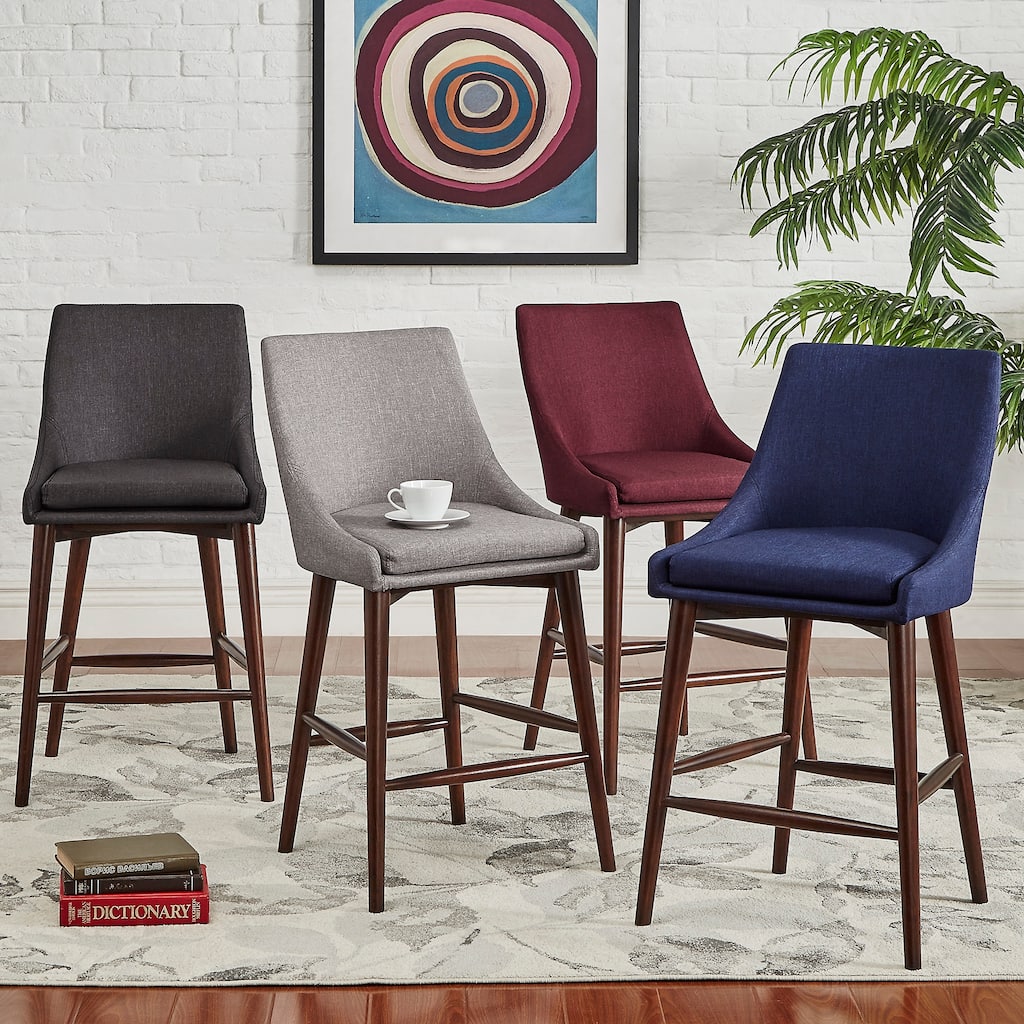 Sasha Espresso Barrel Back Counter Stools (Set of 2) iNSPIRE Q Modern