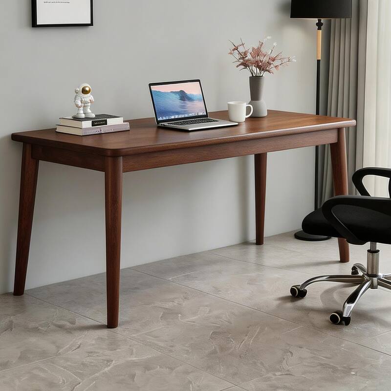 Solid Wooden Desk,55.1*19.7inch Desk ,Rubberwood Mid Century Modern Desks, Small Writing Desk for BedroomSmall Spaces