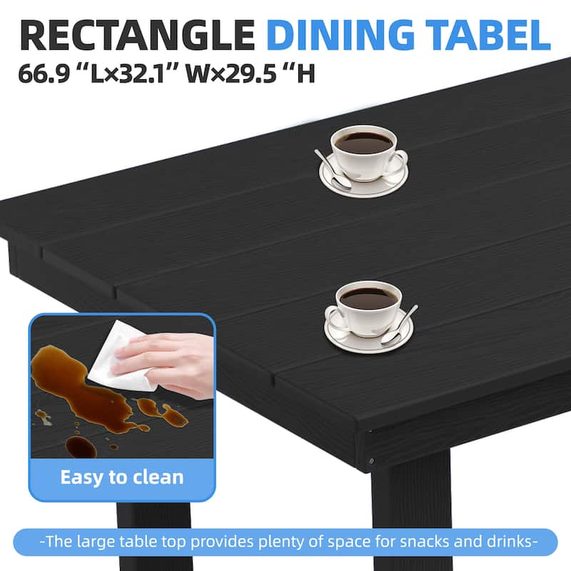 7-Piece HDPE Outdoor Dining Table Sets with Umbrella Hole - 1-Table 6-Chairs