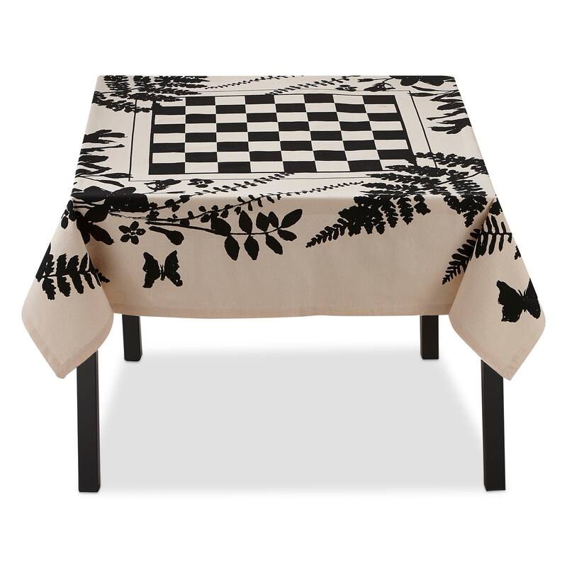 Fern Black and Ivory CheckerboardTablecloth 60"L x 60"W.