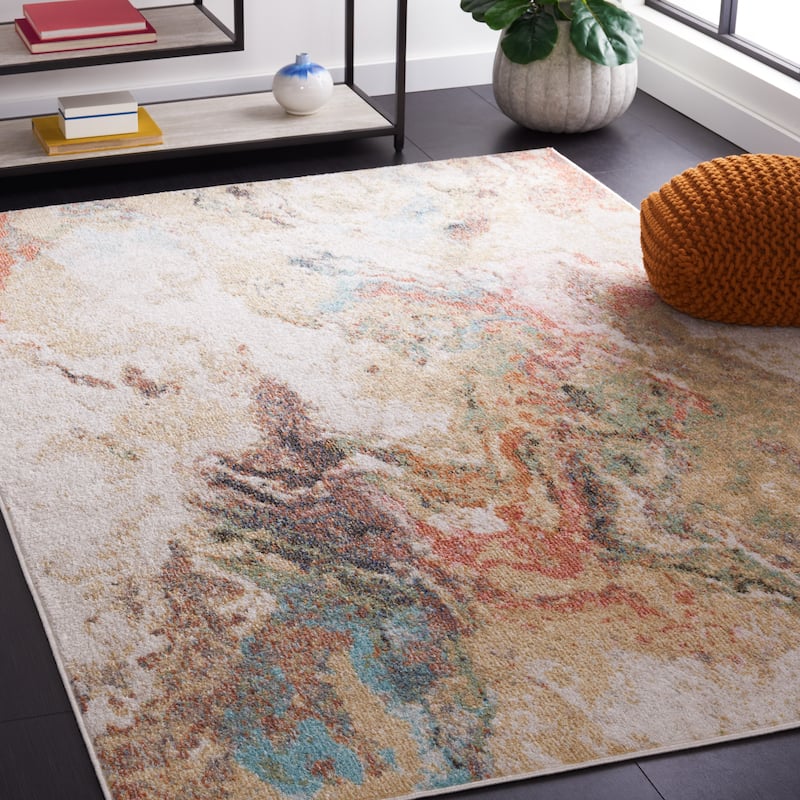 SAFAVIEH Phoenix Hetty Modern Abstract Rug - 8' x 10' - Ivory/Gold Rust