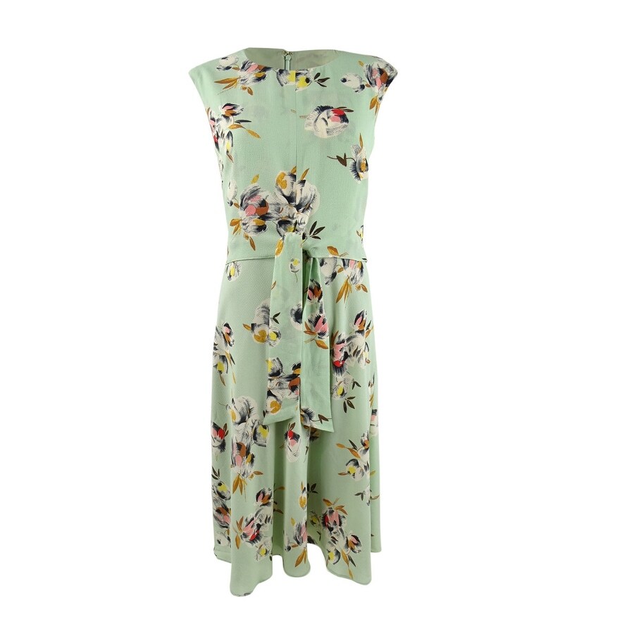 Lauren Ralph Lauren Women's Floral Bubble Crepe Dress (14, Sage/Pink Multi)  - Bed Bath & Beyond - 41459553