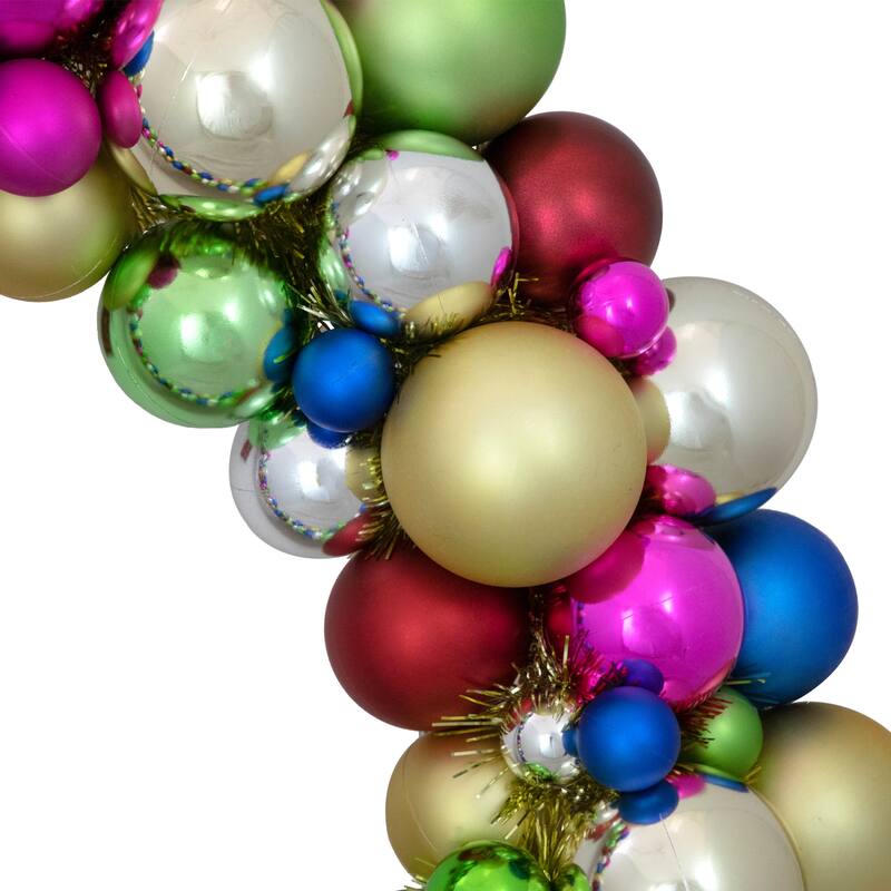 Multi-Color 2-Finish Shatterproof Ball Christmas Wreath