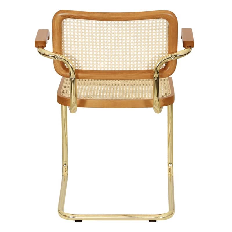 Breuer Chair Company Marcel Breuer Cesca Cane Cantilever Armchair Arm Chair w/ Brass Steel Frame (Various Wood & Cane Colors)
