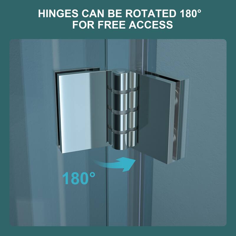 Fold Frameless Shower Door with Tempered Glass
