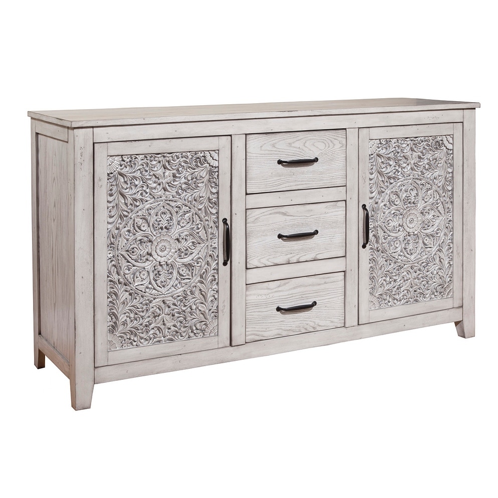 Origins by Alpine Aria Wood Dresser in Weathered Light Gray