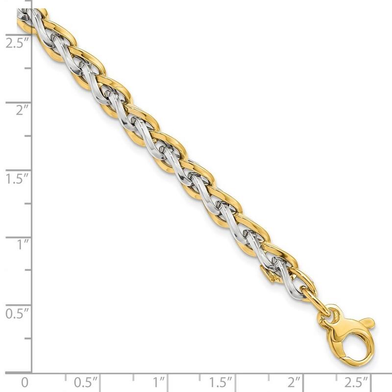 Curata 5.5mm 14k Two tone Gold Polished Fancy Link Bracelet 7.5 Inch