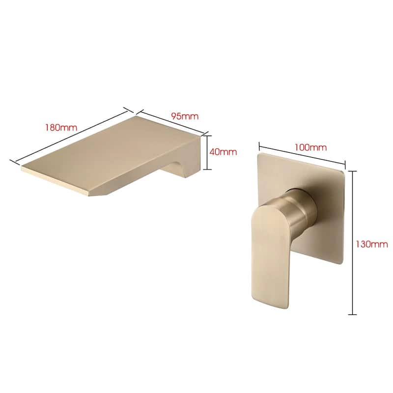 Wall Mount Waterfall Bathtub Faucet with Easy Single Handle Control, Durable Brushed Gold Finish, Modern Design