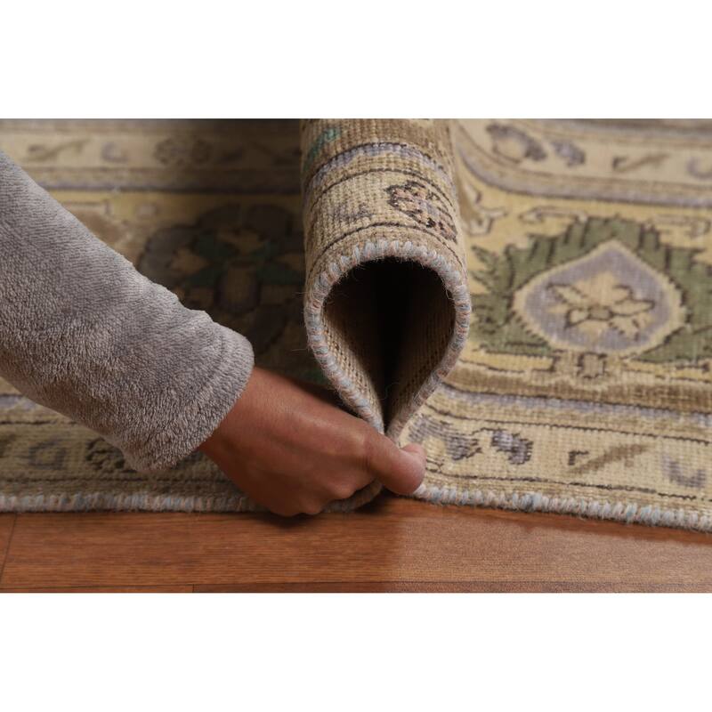 Traditional Grey Tabriz Persian Vintage Area Rug Handmade Wool Carpet - 9'7" x 12'7"