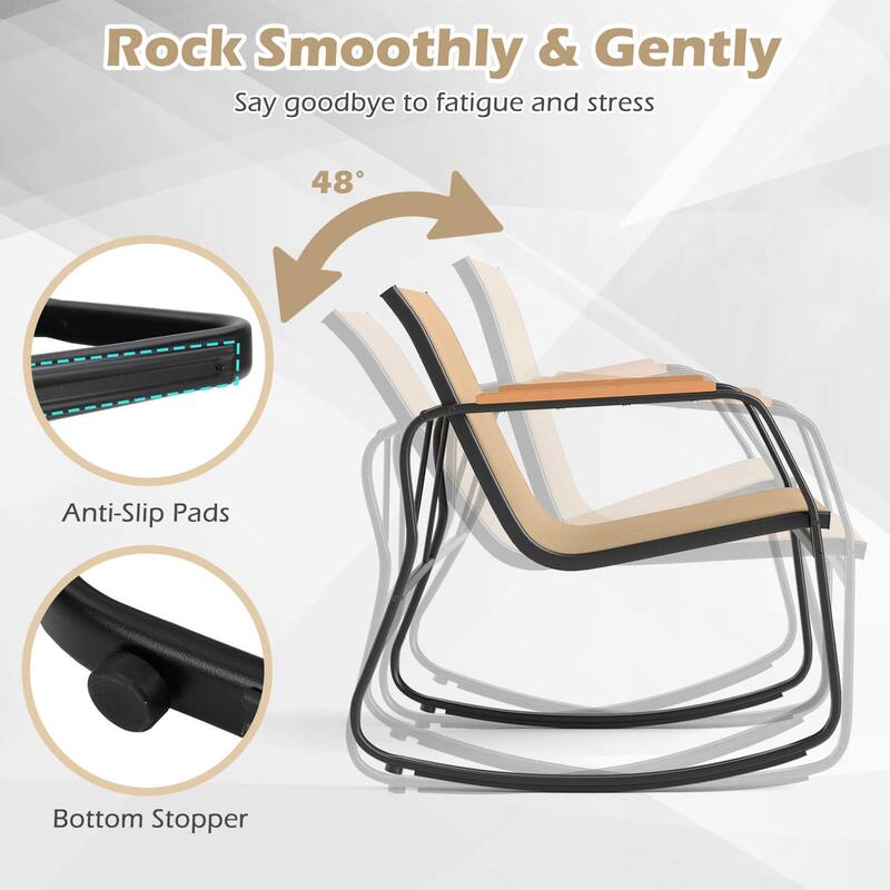 Costway 3 Piece Rocking Bistro Set with Storage Bag PS Armrests & - See Details