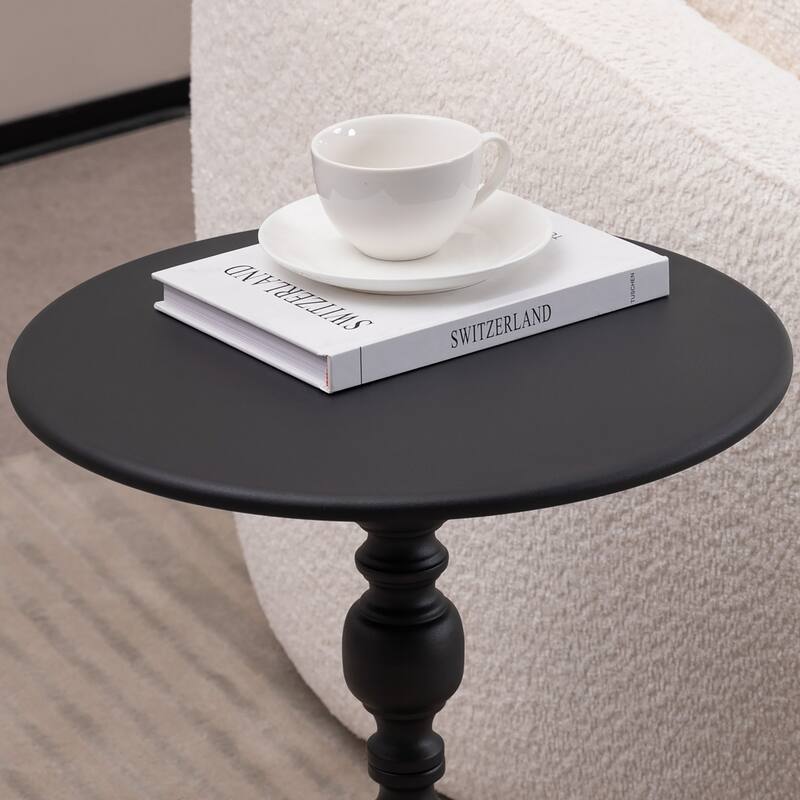 Vintage Metal Round Coffee Table Small Side Table Sofa Bedside Nightstand for Living Room Bedroom