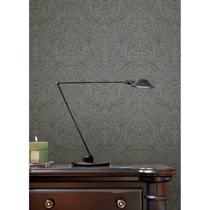 Advantage Anders Pewter Damask Wallpaper
