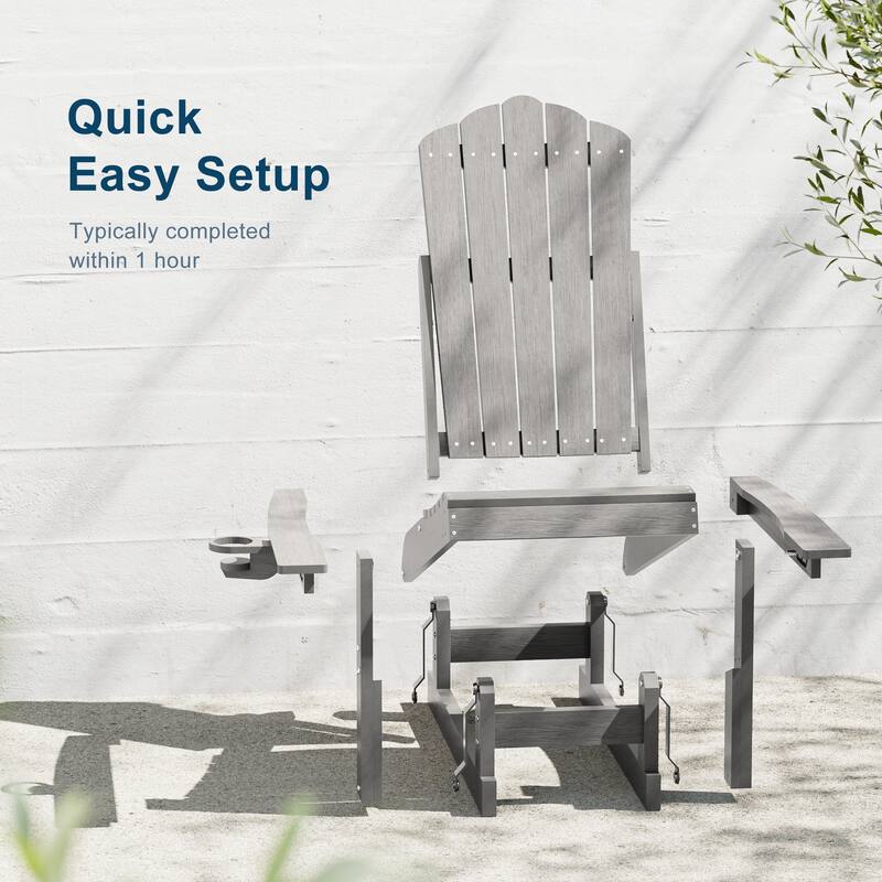 Glider Adirondack Patio Chair, 3-Position Adjust Smooth Motion Chair