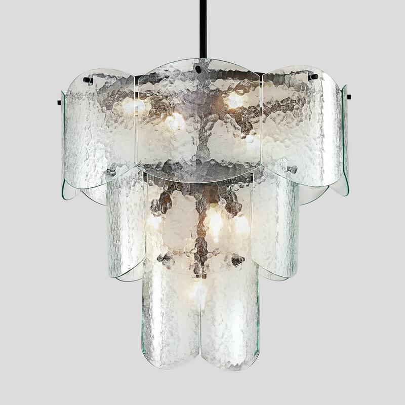 8-Light Gold Pendant Hanging Light Fixture Modern Branch with Glass Lampshade Chandelier